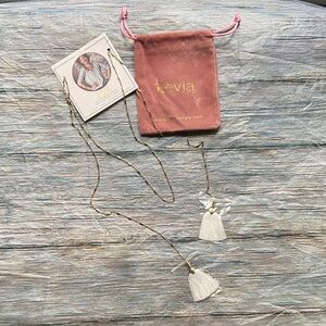 NWOT Kevia Elegant Gold and White Tassel Necklace